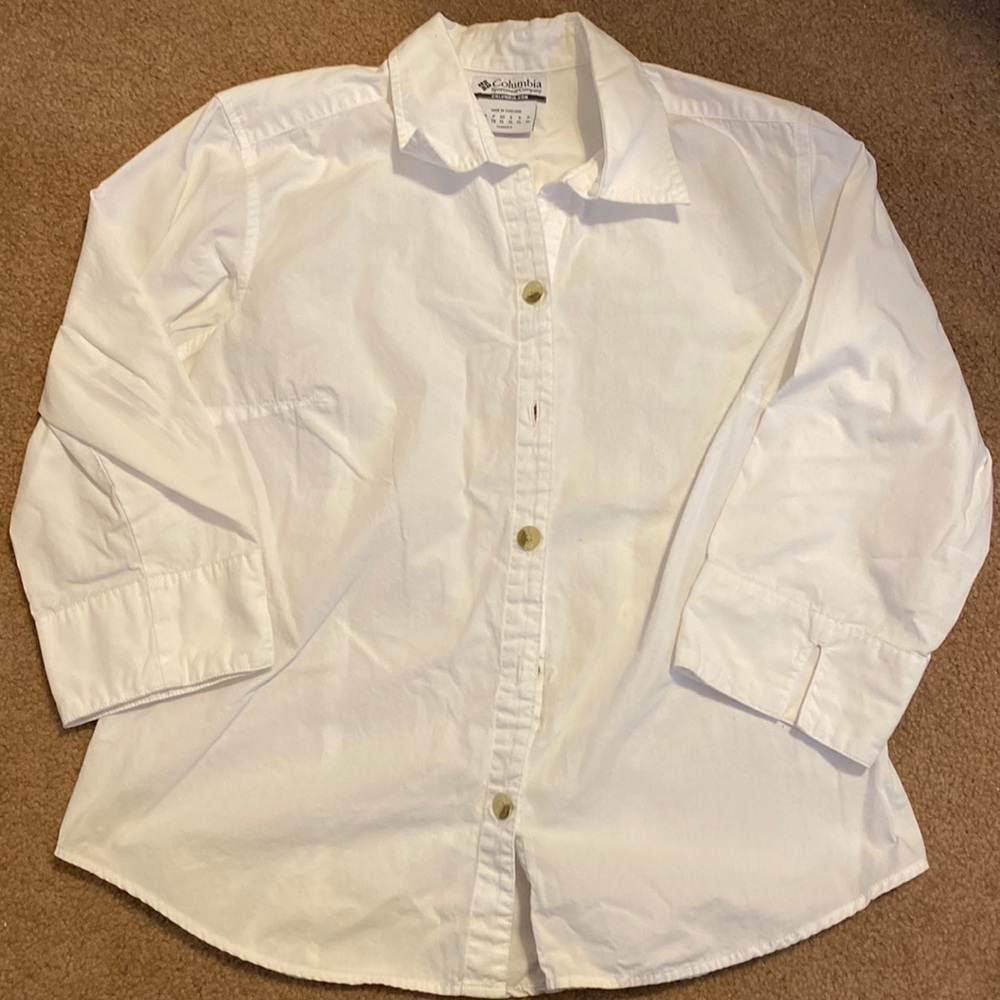 Womens white button down shirt